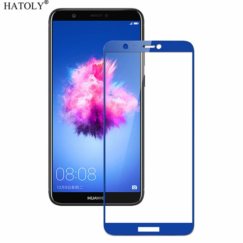 1 шт закаленное стекло для huawei P Защита экрана смартфона Enjoy 7s полное покрытие для huawei P Smart 3D пленка с закругленными краями HATOLY - Цвет: Blue