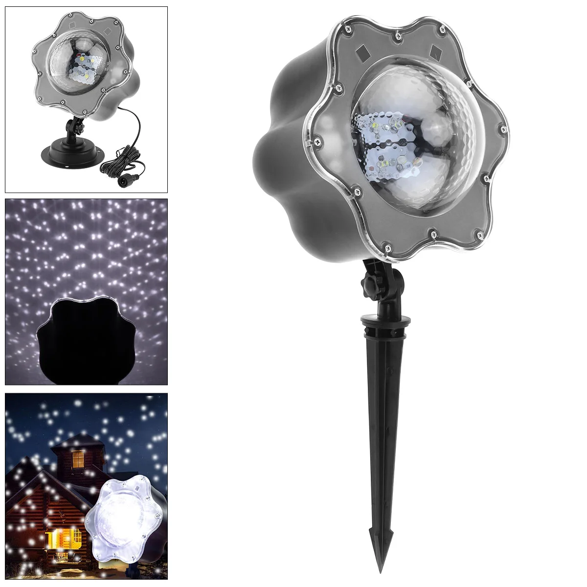 

4W Indoor / Outdoor Waterproof Snow Projector Lamp with Remote Control and Ground Stake for Christmas / Holiday Decoration