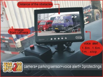

24 voltage backup reverse radar 7 inch monitor reverse camera all weather application heavy machine industrial vehicles
