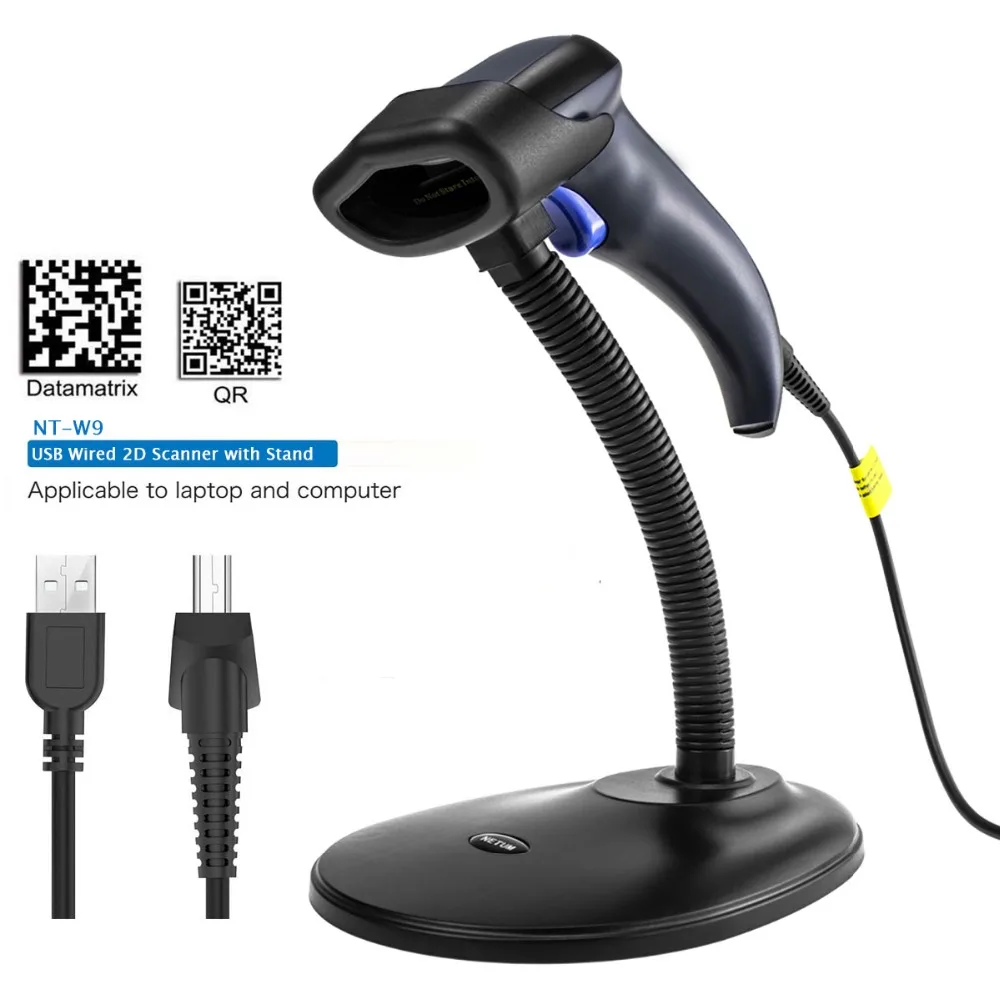 

NETUM W9 Wired 2D QR Barcode Scanner Handheld Automatic Bar Code Reader/Imager (QR, PDF417, Data Matrix) with USB Cable