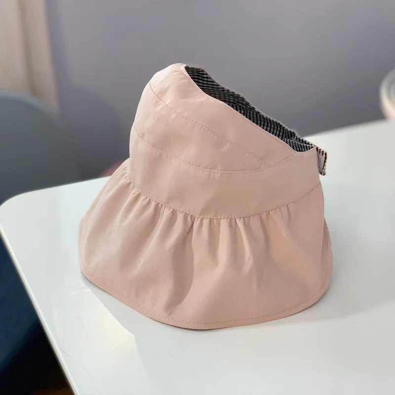 Sparsil летняя двухслойная шляпа для родителей и детей, женская шляпа с пустым верхом, уличная Защита от ультрафиолетовых лучей, шапка для девочек, Складная регулируемая шапка, унисекс - Цвет: Pink