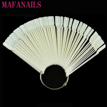 

50pcs/lot Nail Polish UV Gel Color Palette Card Display Fan Shaped Natural False Nail Tip Sticks Colored Practice Training Pops