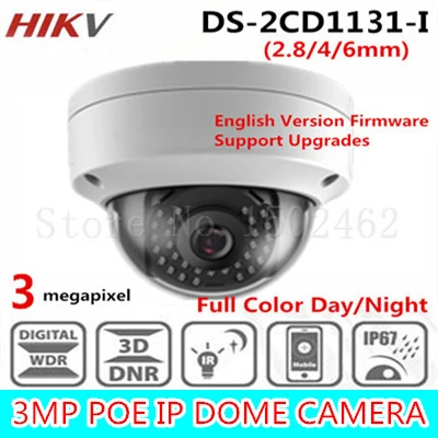 

Free shipping New Arrival HiK 3.0 MP CMOS Network Dome Camera DS-2CD1131-I replace DS-2CD2135F-ISFixed Lens IP Camera