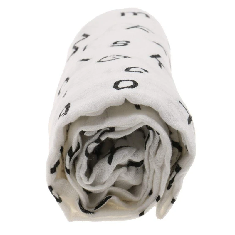 100% хлопок фланелевое одеяло для новорожденного хлопок Lange новорожденного пеленать одеяло для сна мешок 110 см x 110 см-буквы
