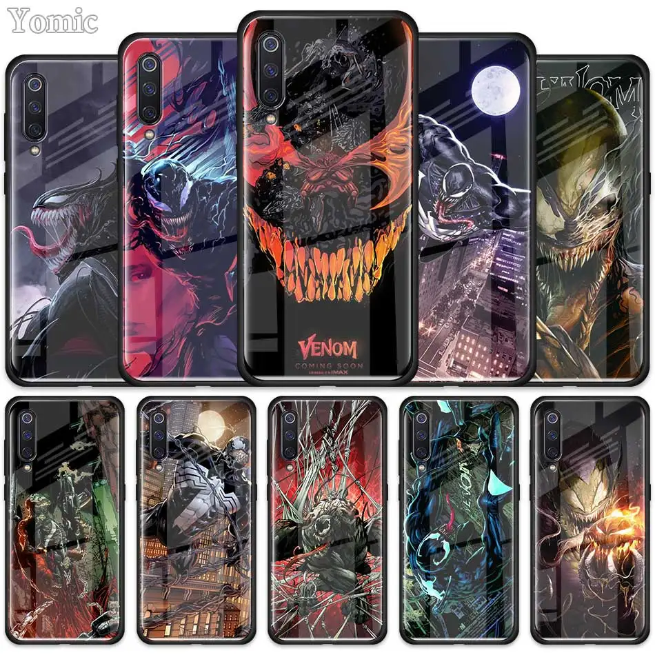 

Marvel Venom Super Hero Tempered Glass Case for Xiaomi Redmi Note 7 6 Pro K20 Pro Redmi 7 Mi 9 Cell Mobile Phone Cases Cover