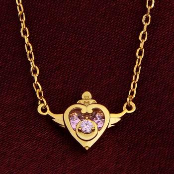 

S925 Silver Jewelry Anime Cartoon Sailor Moon Necklace The Crisis Moon Compact 925 Sterling Silver Pendant Necklace Cosplay Gift