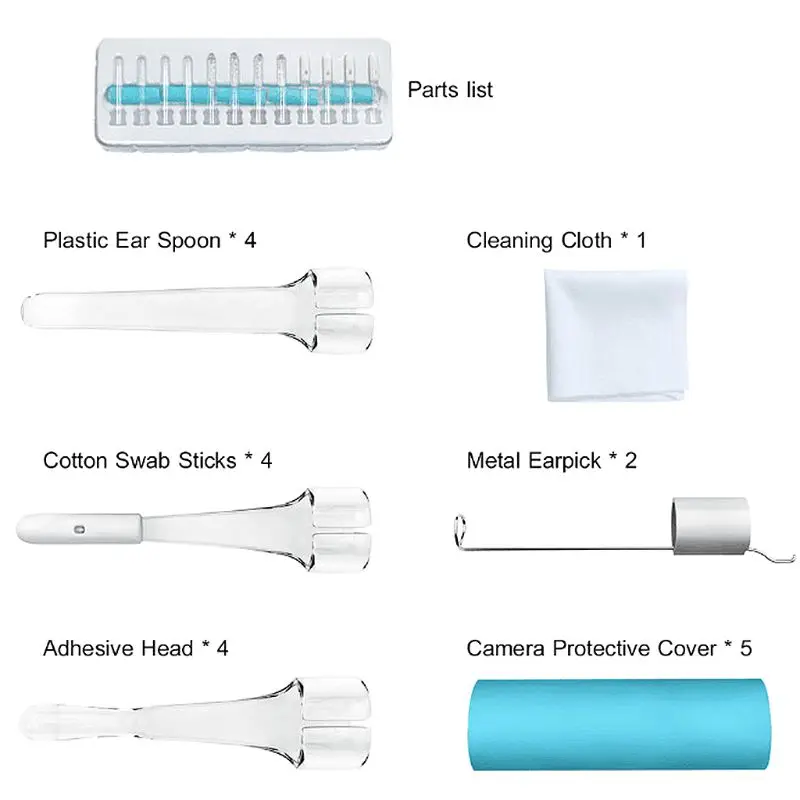 2 M de Cable de 5,5mm de la cámara del endoscopio 0.3MP Earpick 6 LED de luz Visual cuchara oído cera removedor limpiador de oído 3 tipo de USB para Android PC