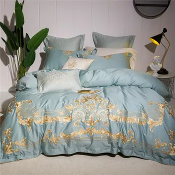 

New 4/7Pcs white luxury Egyptian cotton bedding set queen king bed set embroidery duvet cover bed sheet set pillowcase