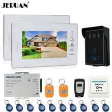 JERUAN Inicio 7 pulgadas TFT Pantalla de Vídeo de Intercomunicación Video de La Puerta monitores de Sistema de teléfono 2 blanco + 700TVL de Acceso RFID a prueba de agua cámara