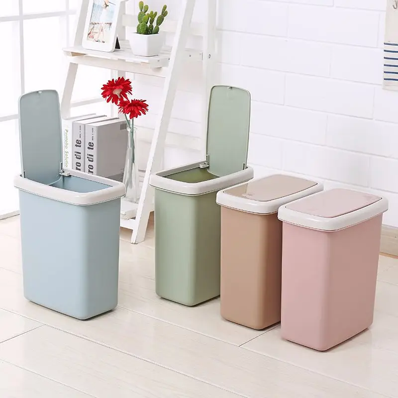 

10L Creative Plastic Trash Can Pressing Cover Type Kitchen Room Toilet Waste Bin Office Paper Basket Home Garbage Cleaning Tool