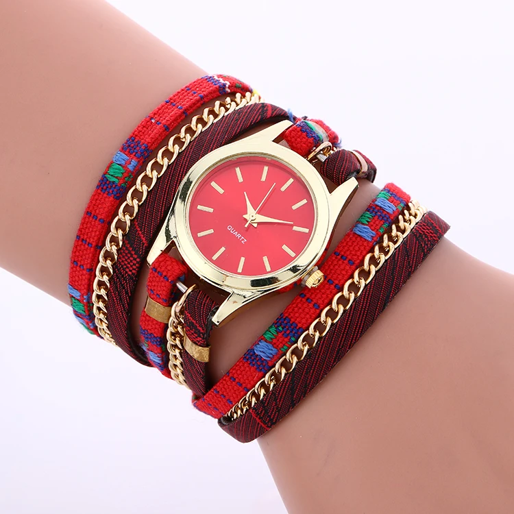 100pcs/lot 918059 national style leather watch wrap around elegance wristwatch for women