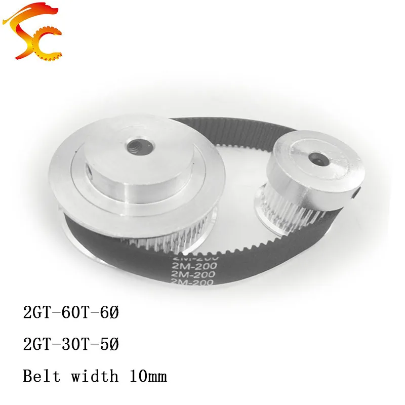 

Timing Belt Pulley GT2 60 teeth 30 tooth Reduction 2:1/1:2 3D printer accessories belt width 10mm,Bore 6mm&5mm 200-GT2-10mm