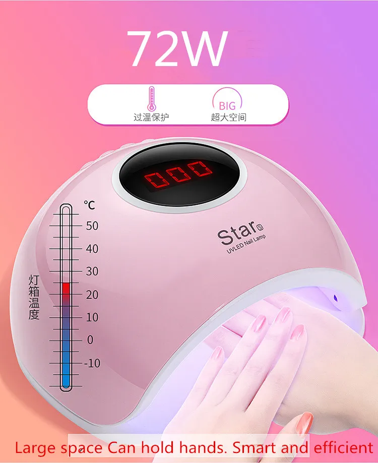 Conduziu a Lâmpada Secador para Curar Todos os Géis Ferramentas de Gel uv do Unha Mais Novo Unha Lâmpada Detecção Automática 72 w Led Manicure Art Polonês Verniz 20 Mais novo Prego Lâmpada Detecção Automática 72