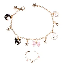 6 шт./партия, Модные женские ювелирные изделия, карта-каптор, звезда, луна, кошка, бант, Сакура, очаровательный браслет