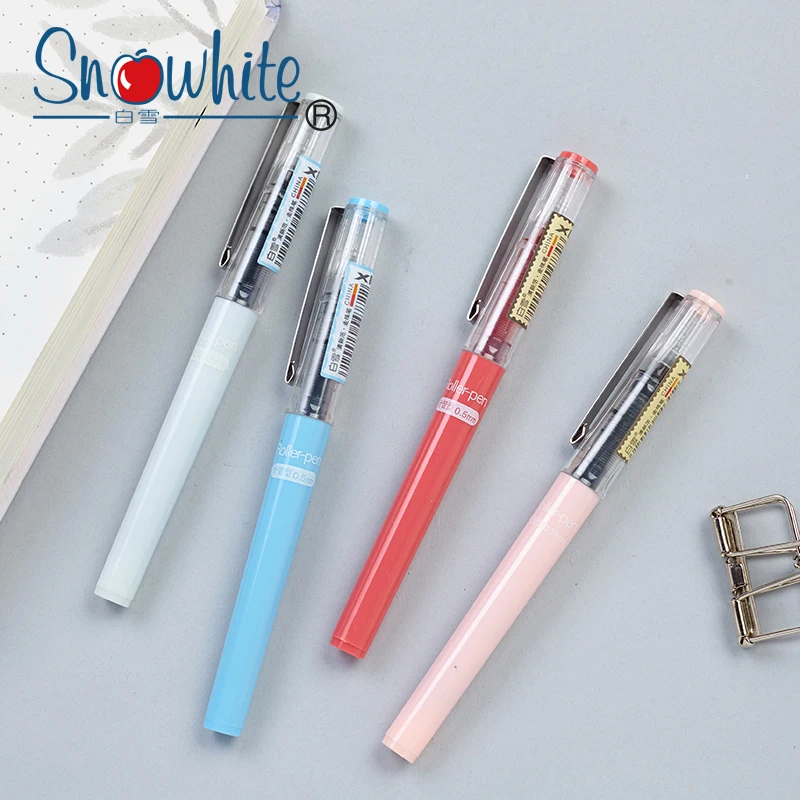 12 шт. Snowhite 0 38 Прямая жидкость Ручка роллер студентов гелевая ручка подписания