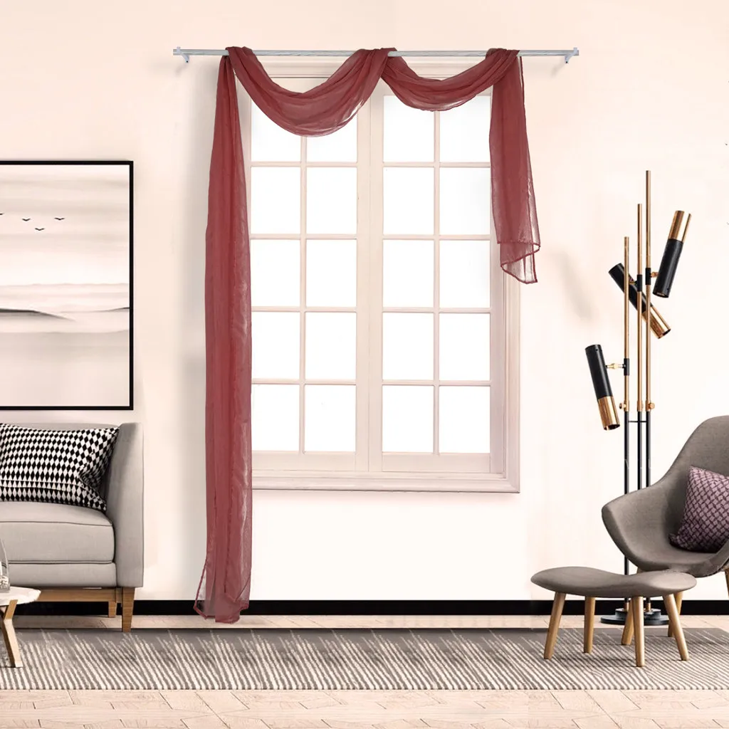 500x90 см вуаль Cortina Painel Cortinas из прозрачного тюля Pelmet Valance Guirlandas Todas As Cores Swag cortina de porta