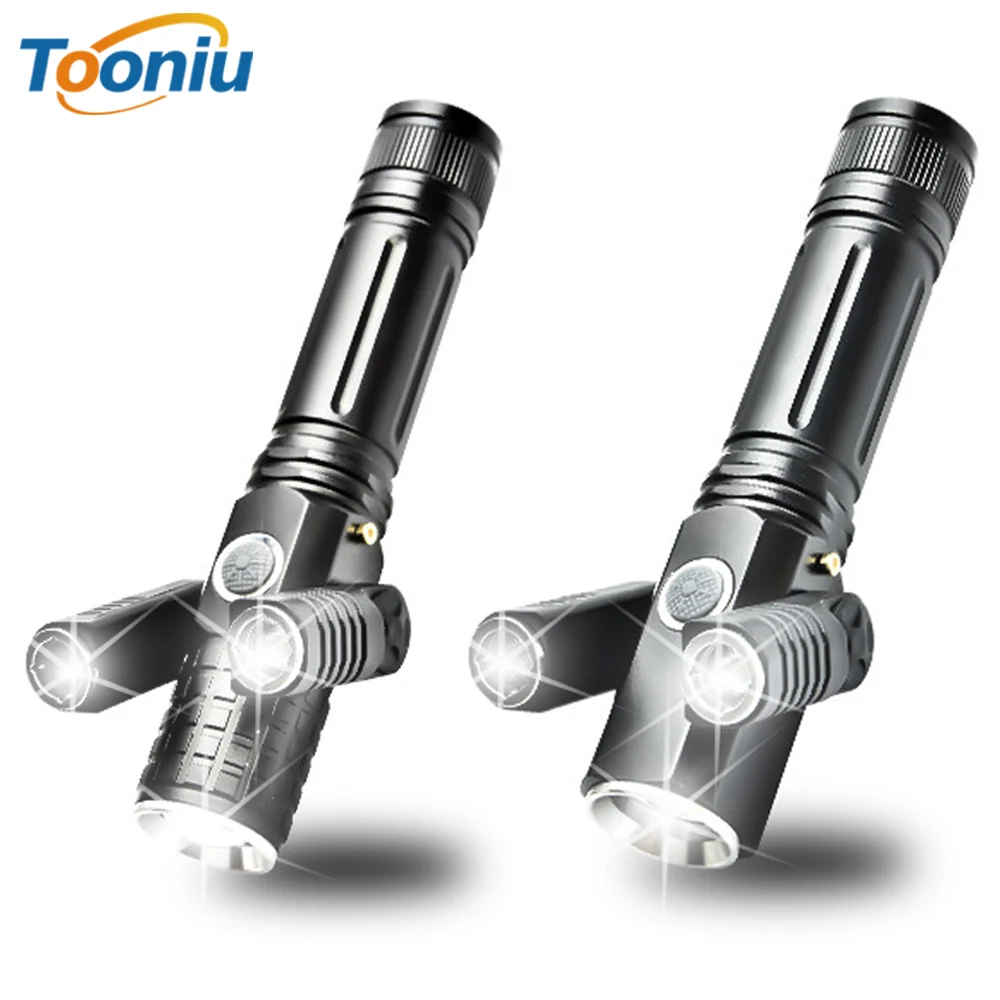 

Deformable LED Flashlight Super bright Torch 1T6+2XPE Zoomable 4 lighting modes Powered by 18650 battery For camping, hunting