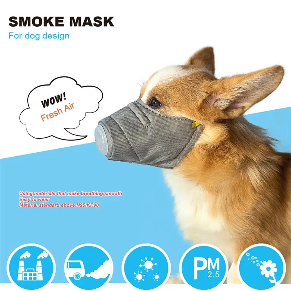 Дышащий ПЭТ PM2.5 фильтр против дыма туман загрязнения мордочка собака лицо рот маска