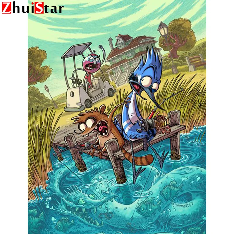 DIY Diamond Painting Go fishing Cross Stitch Mosaic diamond painting Pattern Full Square Rhinestone Home decor gift XY1 | Дом и сад