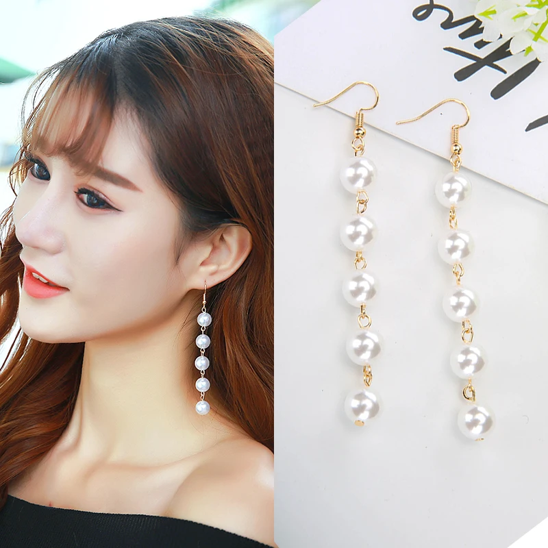 2018 new long pearl earring temperament with Korean tassel earringsin