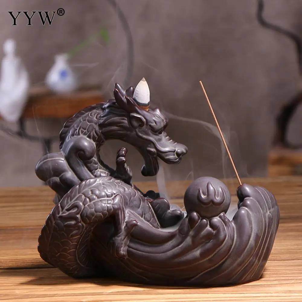 

Dragon Incense Sticks Holder Waterfall Backflow Incense Stick Cone Burner Oud Aroma Smoke Burner Encens Crafts Dragon Home Decor