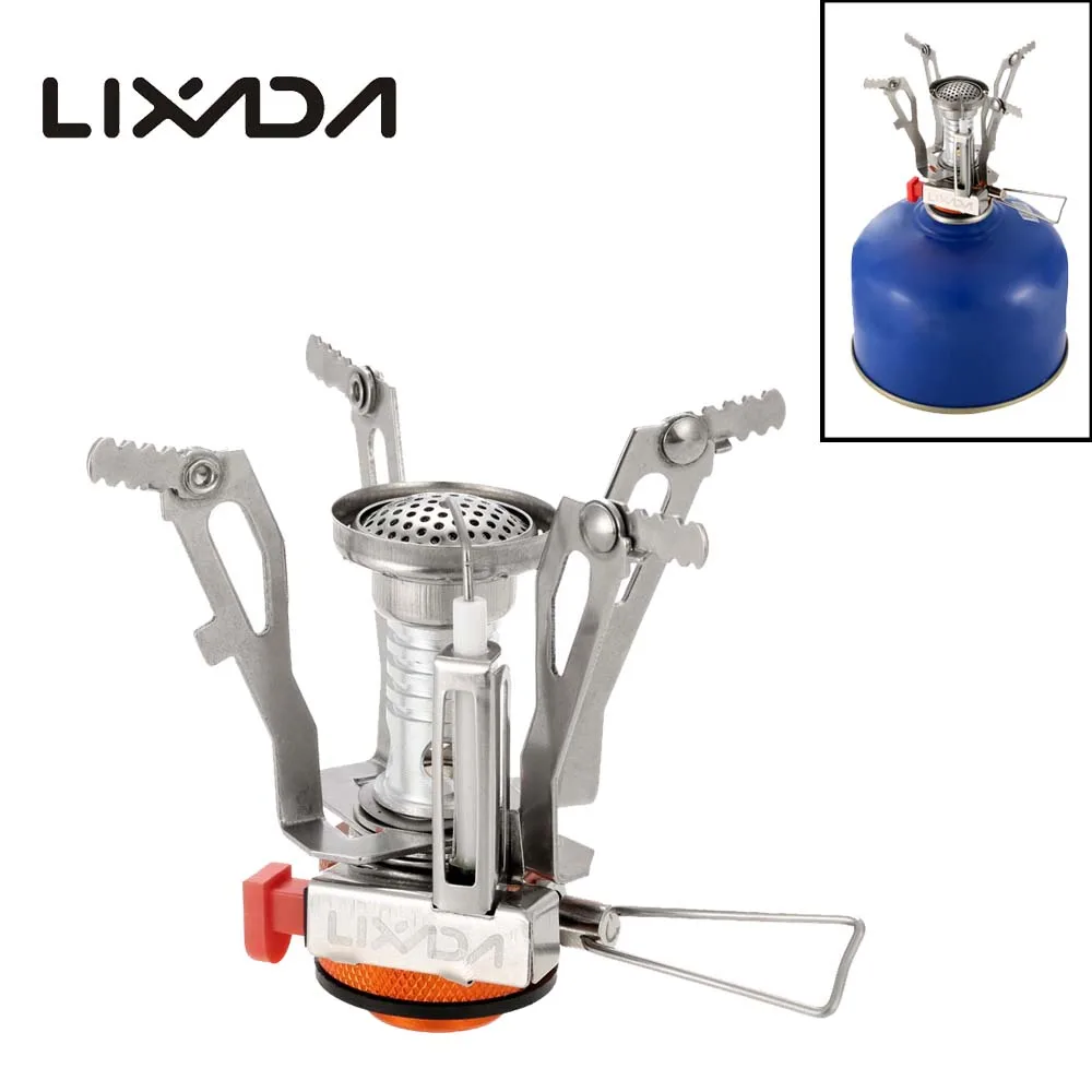 

Lixada Lightweight Mini Camping Gas Stove 3000W Pocket Camping Stove Folding Outdoor Stove Picnic Cookware Gas Furnace with Box