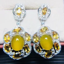 Натуральный цитрин серьги-капли натуральный настоящий цитрин, желтый sterling Стерлинговое Серебро 925 пробы 0.25ct* 14 шт драгоценный камень# T18052904