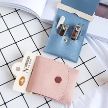 Креативный Набор ножей для ногтей из натуральной кожи, набор инструментов, 4 подарочных маникюрных набора