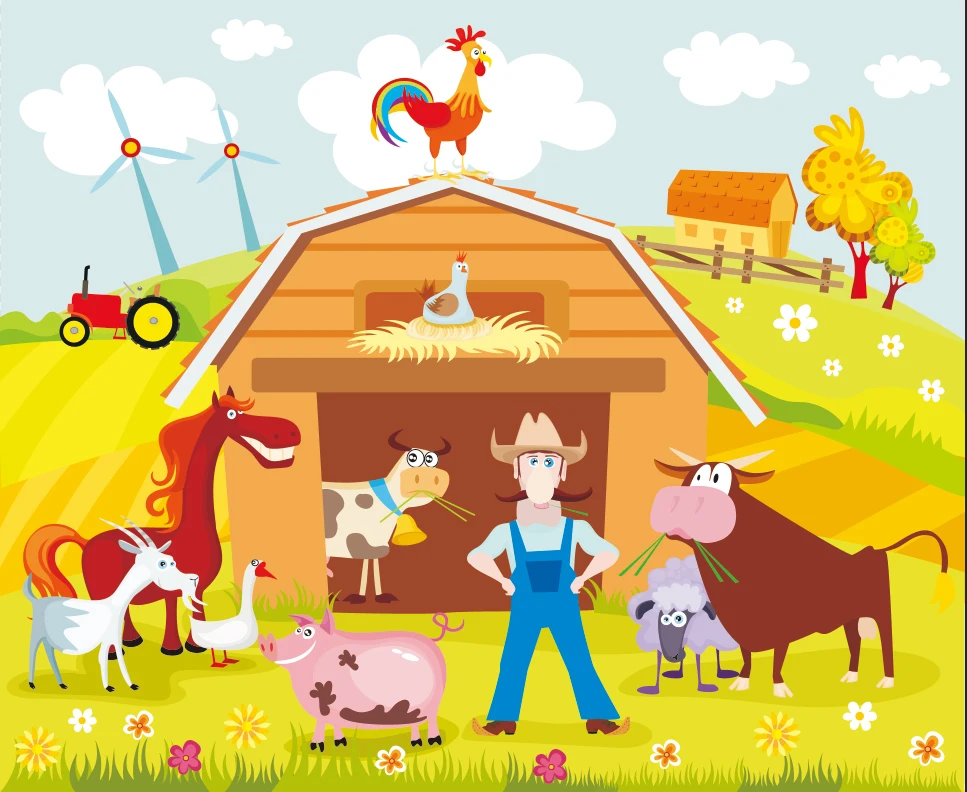 

7x5FT Cowbowy Farm Cottage Animals Garden Wood Barn Barnyard Custom Photo Background Studio Backdrop Vinyl 220cm x 150cm