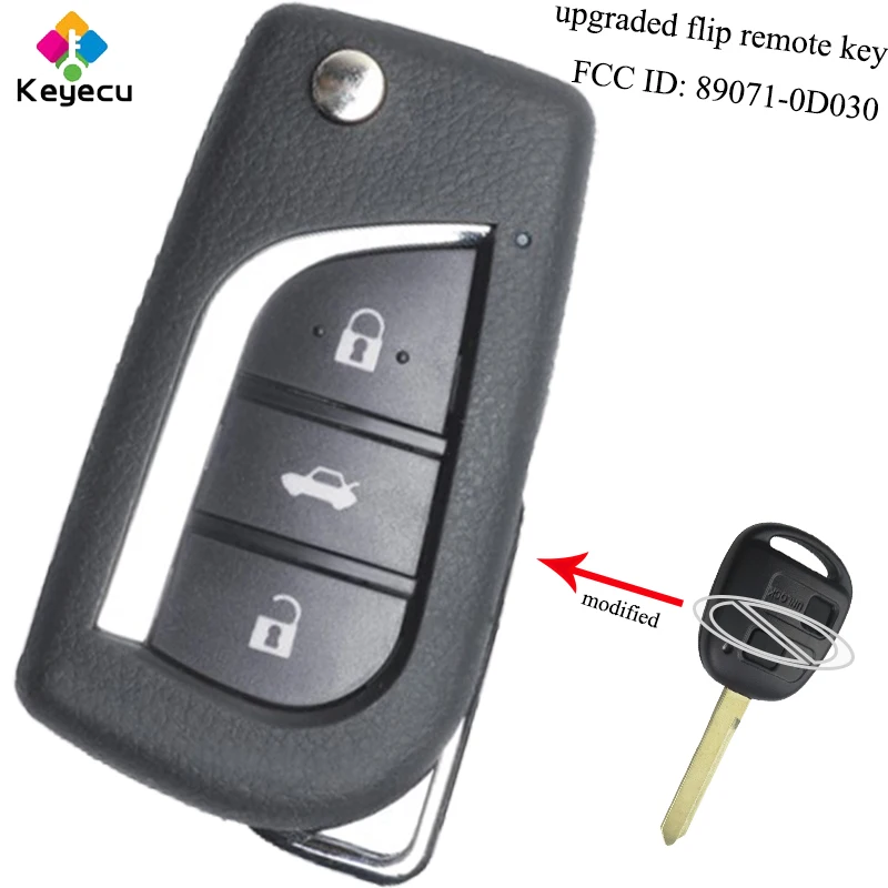 

KEYECU Replacement Upgraded Remote Key - 433MHz 4D66 Chip TOY47 Blade - FOB for Toyota Yaris Avensis Corolla FCC ID: 89071-0D030