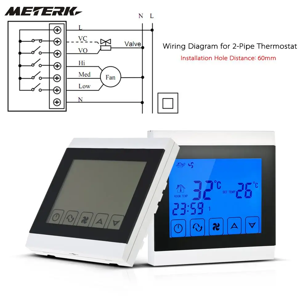 Air Conditioner Thermostat 220 230V 2 pipe with LCD Display Touch