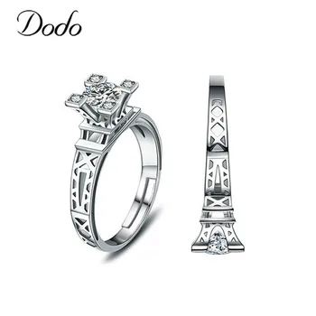 PRECIO BAJO ❤️Anillo único de Color plateado de la torre Eiffel para mujer, joyería de circonia cúbica AAA, Anillos de boda para mujer, accesorios de bisutería DR40 - discount item 42% OFF Joyas y complementos