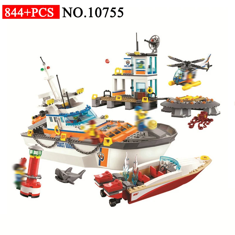 Us 3519 Bela 10755 Coast Guard Headquarters Building Blocks Compatible With 60167 City Helicopter Ship Car Shark Tos For Children In Blocks From