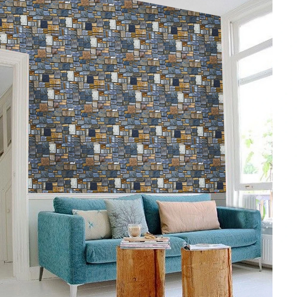 

45cm*100cm 3d Stone Brick Pvc Removable Refrigerator Sticker Home Decor House Wall Sticker Simulation Stone Brick Wall Paper