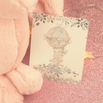 

50pcs Mini rabbit hide in hot air balloon card multi-use Scrapbooking invitation DIY Decoration party gift card message card