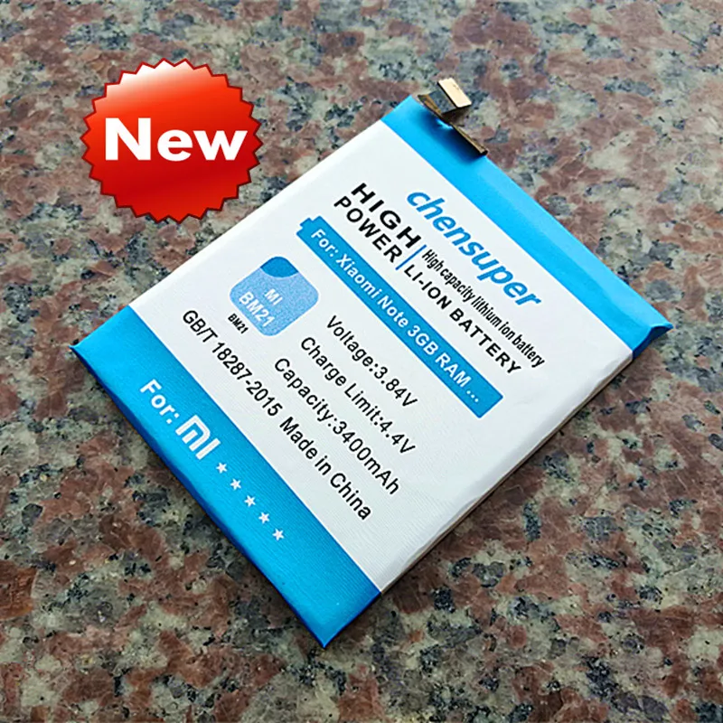 Новинка chensuper для Xiaomi Mi Note батарея BM21 3400mAh Оригинальная сменная батарея для смартфона