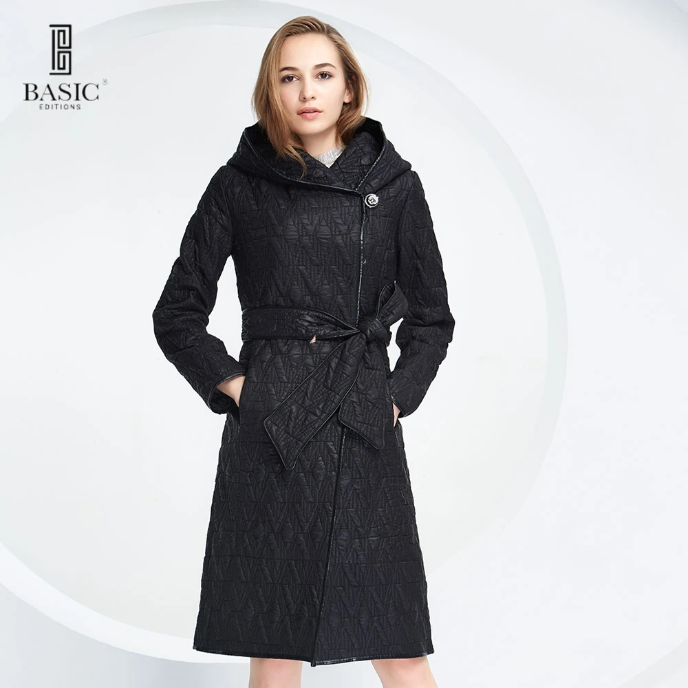 BASIC Spring Autumn Women Long Jacket Thin Cotton Coat Ladies Slim Long