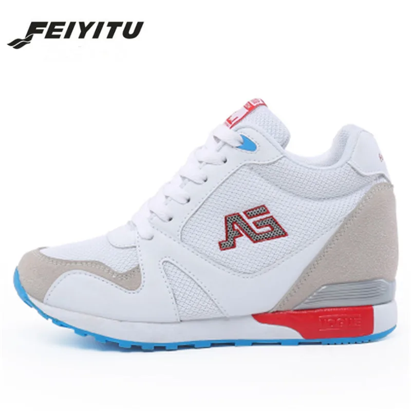 Женские кроссовки на танкетке FeiYiTu новинка 2018 белые высоком каблуке женская