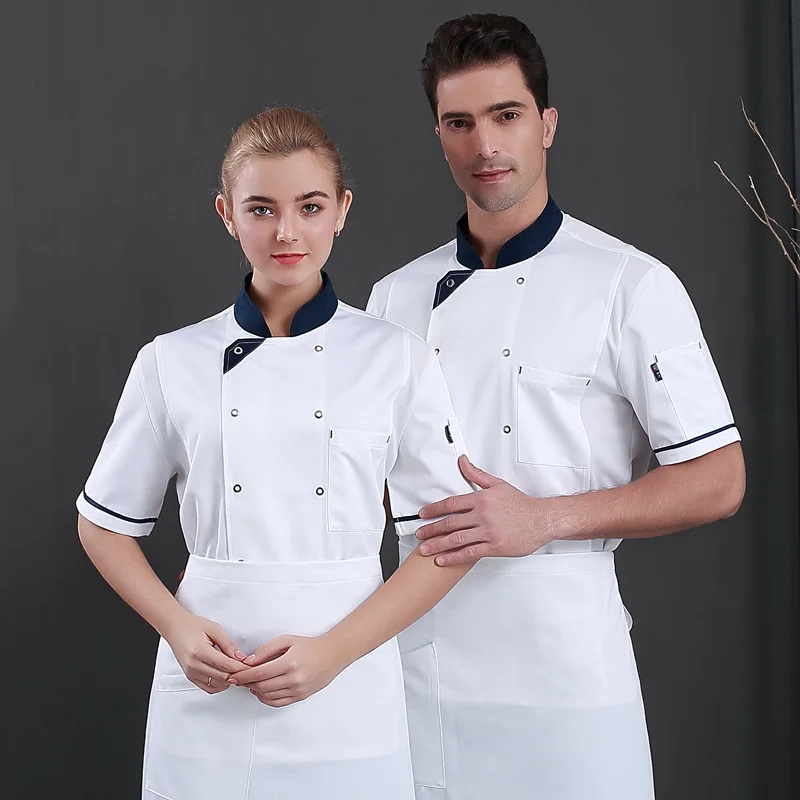 Униформа шеф-повара для ресторанной кухни, рабочая одежда для женщин и мужчин с коротким рукавом, двубортные куртки для общественного питания, Рабочая форма