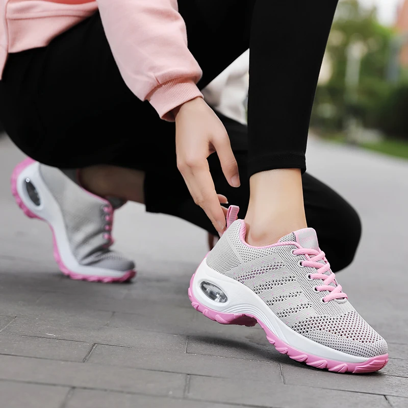 2019 Spring/Autumn Casual Shoes Women Fashion Breathable Air Mesh Lace Up Comfort Flat Shoes Black Sneakers Ladies Tenis Feminin