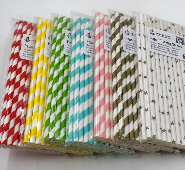 

Promotion Total 50pcs/Lot Paper Stripe Retro Vintage Stripe FOR Party Drinking paper Straws Tableware Birthday Wedding Party