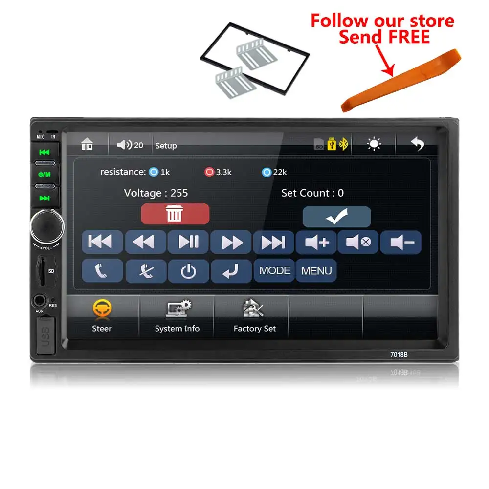 2 din автомобильное радио Зеркало Ссылка Android 9 Авто радио мультимедиа плеер 7 ''HD сенсорный экран Bluetooth USB FM камера AUX 7010B радио - Цвет: 7018B with frame
