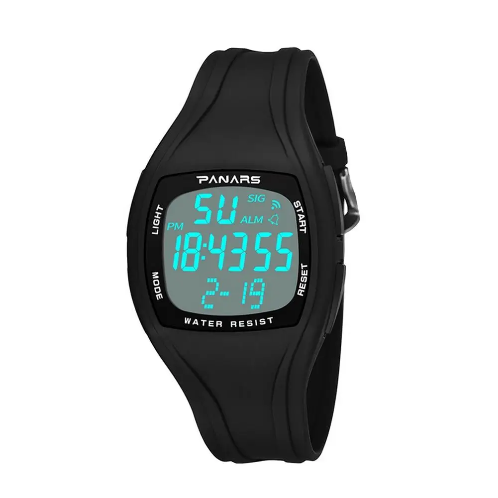 

2019 Sport Men LED Square Dial Steel Waterproof Alarm Luminous Digital Wrist Watch