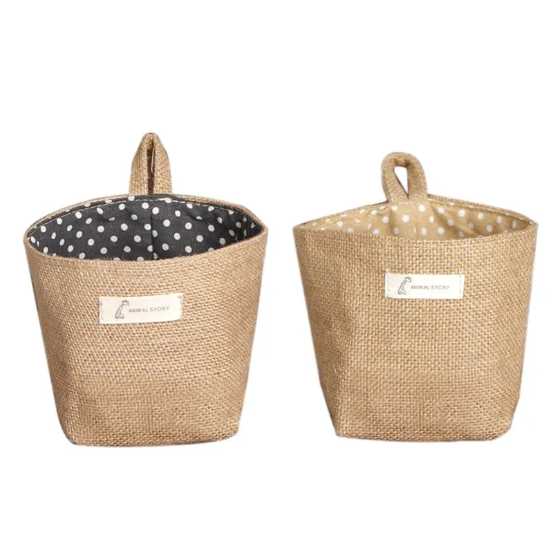

Polka Dot Small Storage Sack Cloth Hanging Bag Non Woven Storage Basket Hanging Behind Door Holder Bag Drop Shipping Supply #B15