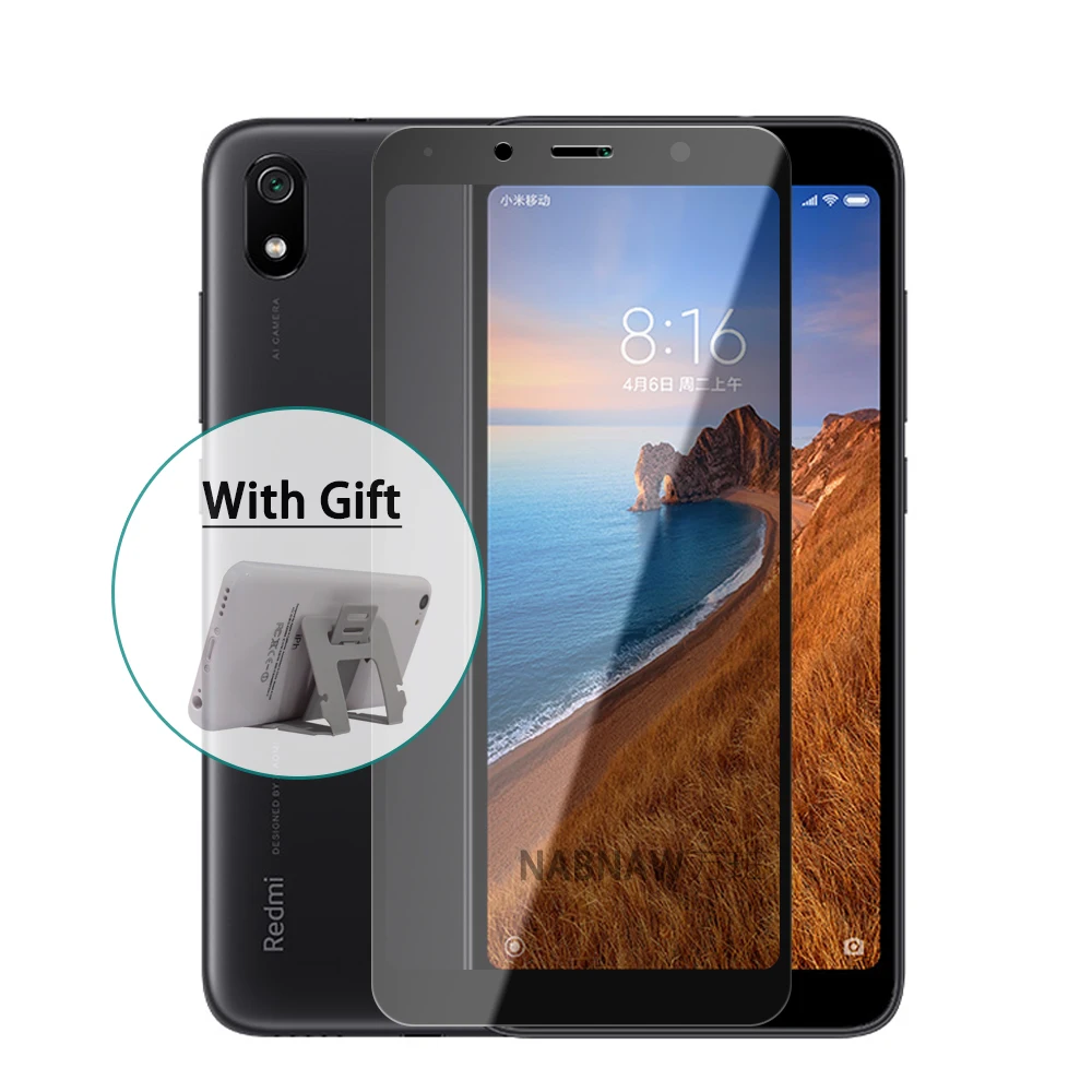 

2 Pieces Top Grade Scratch Proof Tempered Glass for Xiaomi Redmi 7A Full Glue Screen Protector HD Cover Give Phone Holder