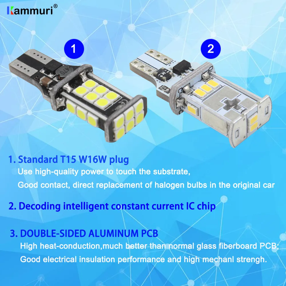 KAMMURI ошибок W16W T15 светодиодный лампы для Nissan Elgrand E52 резервный обратный