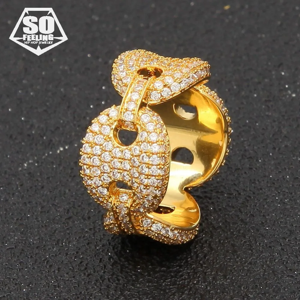 

Sofeeling Shiny Hip Hop Finger Ring for Men Women Gold Color Plated Rock Ring