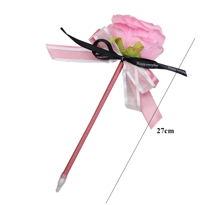 Шариковые ручки на День святого Валентина, модные ручки для моделирования цветов, креативные ручки для письма с розами и бантом, ручки для подарка на свадьбу