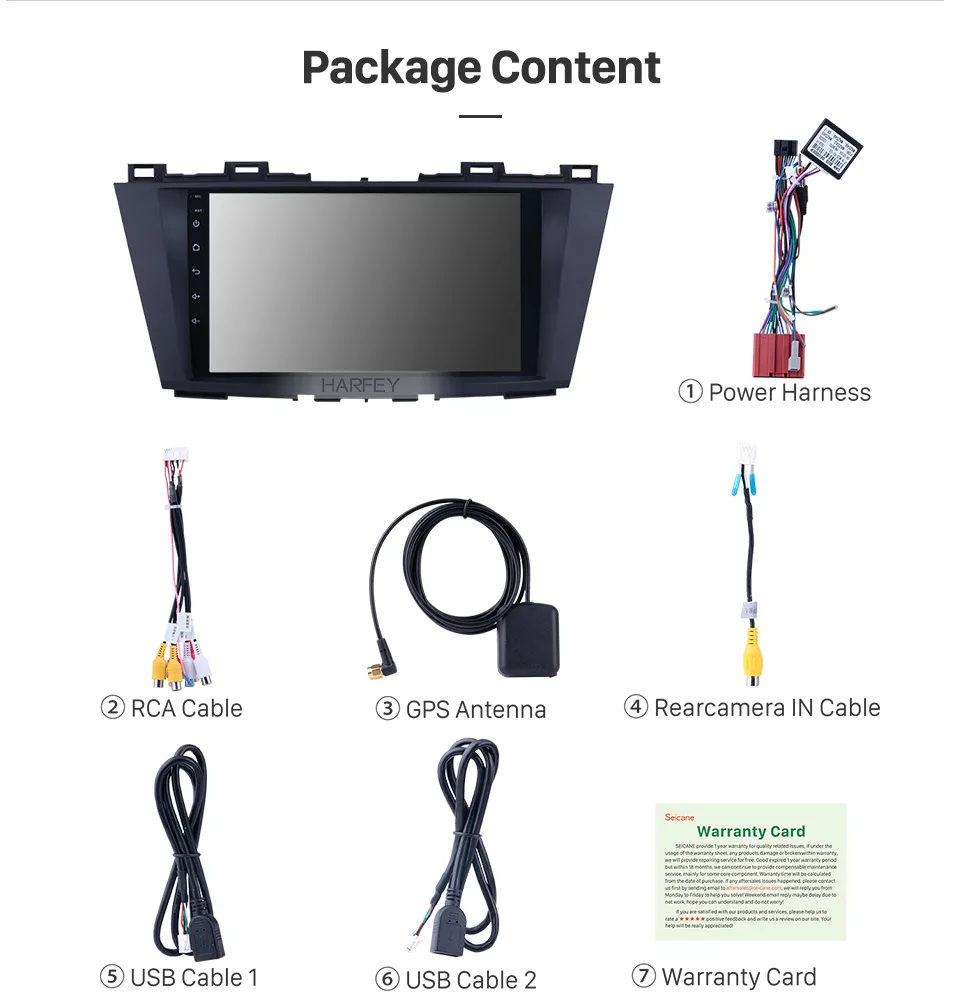 Cheap Harfey Car Radio GPS Multimedia Player For Mazda 5 2009 2010 2011 2012 9" Android 6.0/8.1 2Din Head Unit Support WIFI RDS 20