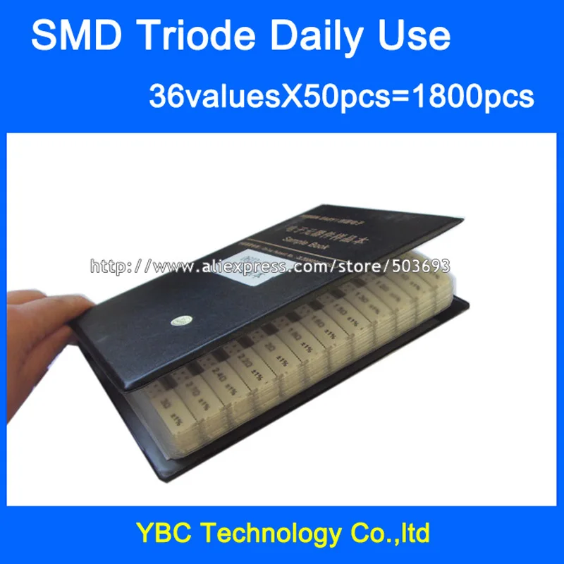 Книга для образцов транзисторов SMD 36valuesx50pc = 1800 шт. набор триодов разных цветов S9012